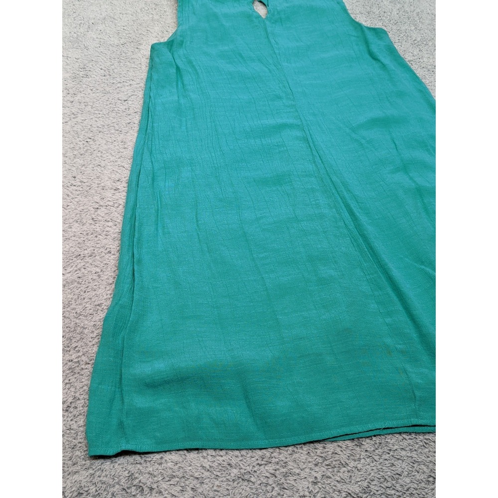 Luxology Midi Dress Teal with‎ Aztec Embroidery Medium Beachwear Western Boho - Picture 12 of 14